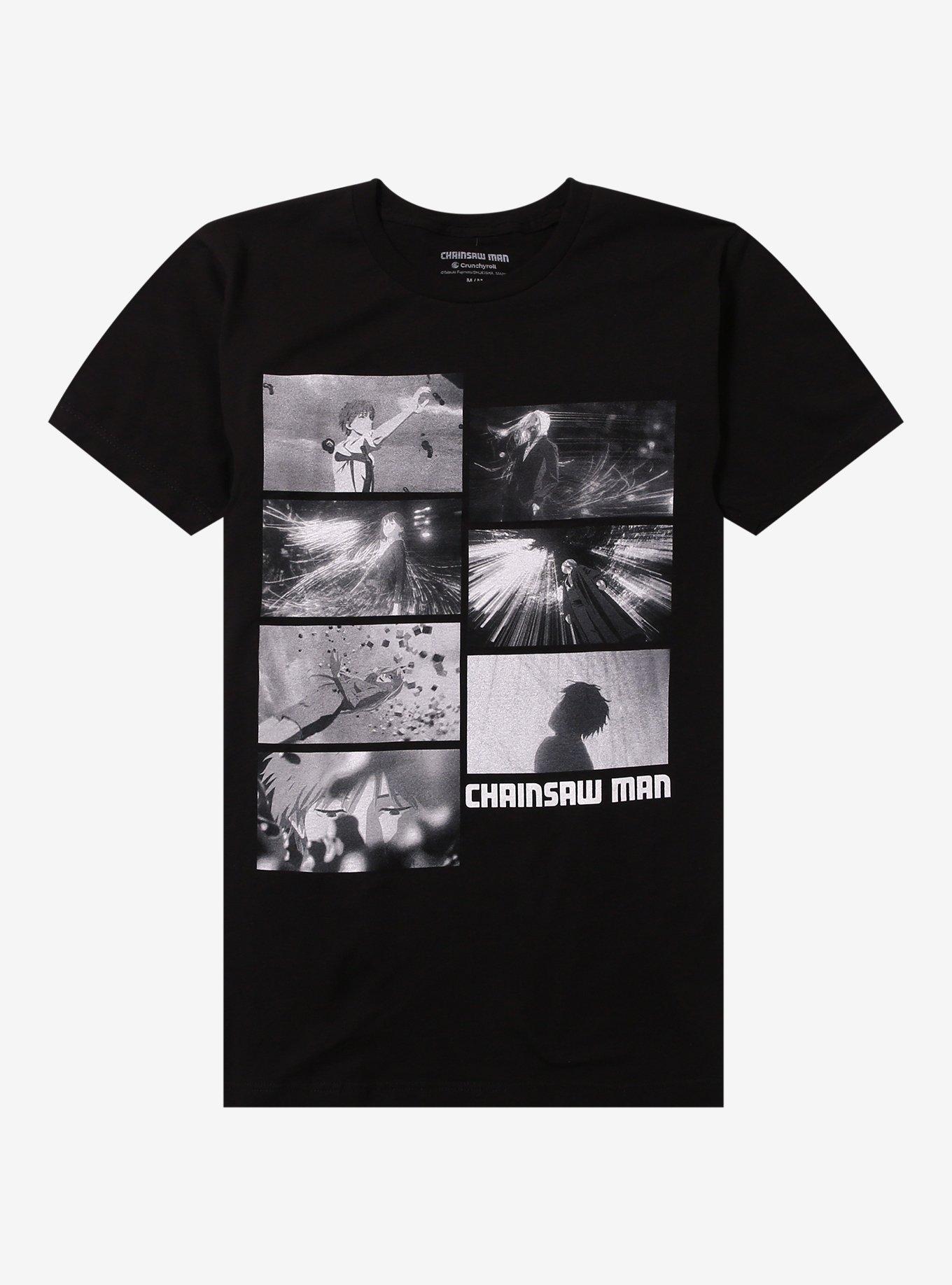 Chainsaw Man Black & White Panels T-Shirt | Trending Graphic Tee For Fans
