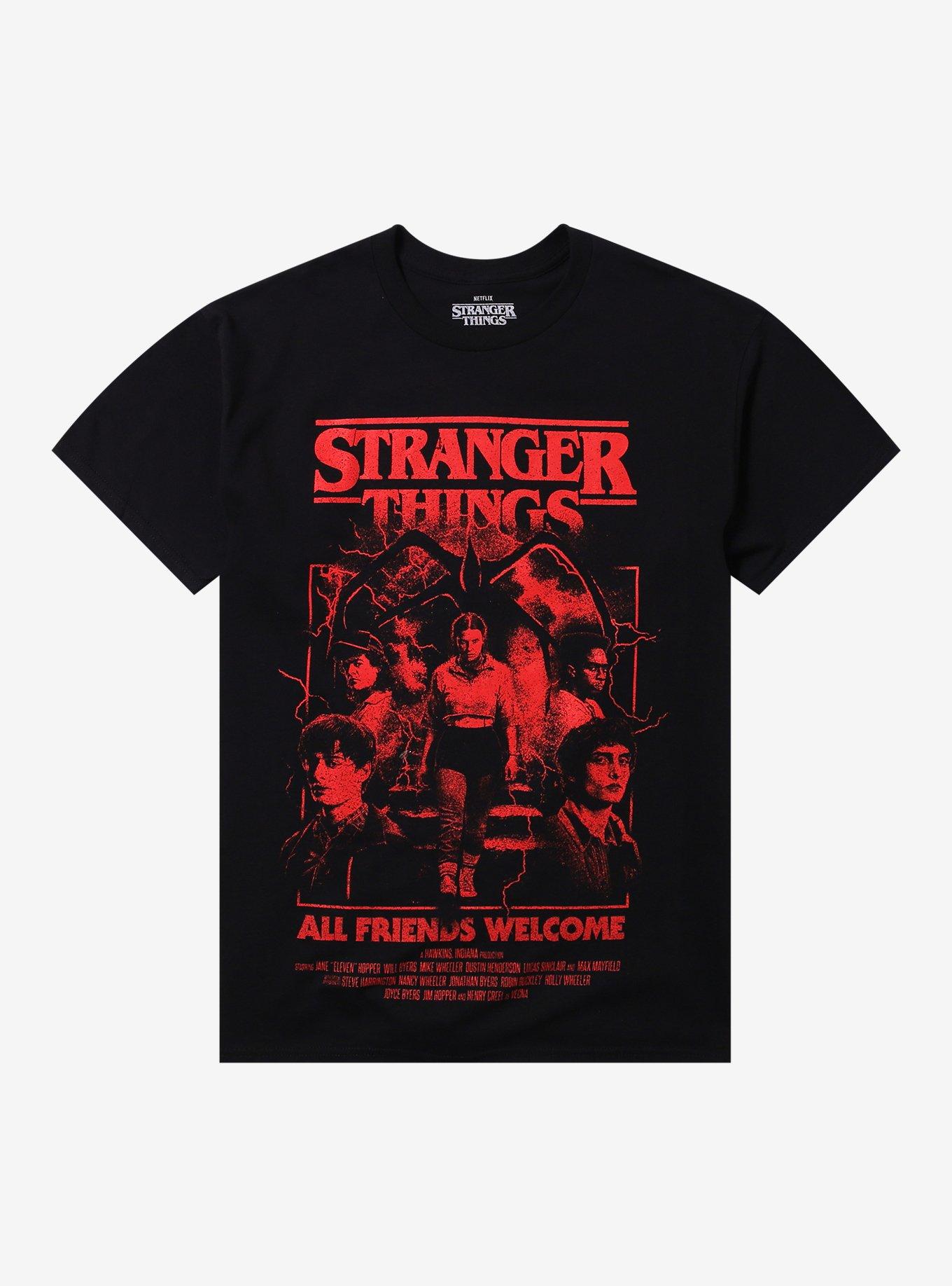 Stranger Things All Friends Welcome Poster T-Shirt | Trending Graphic Tee For Fans