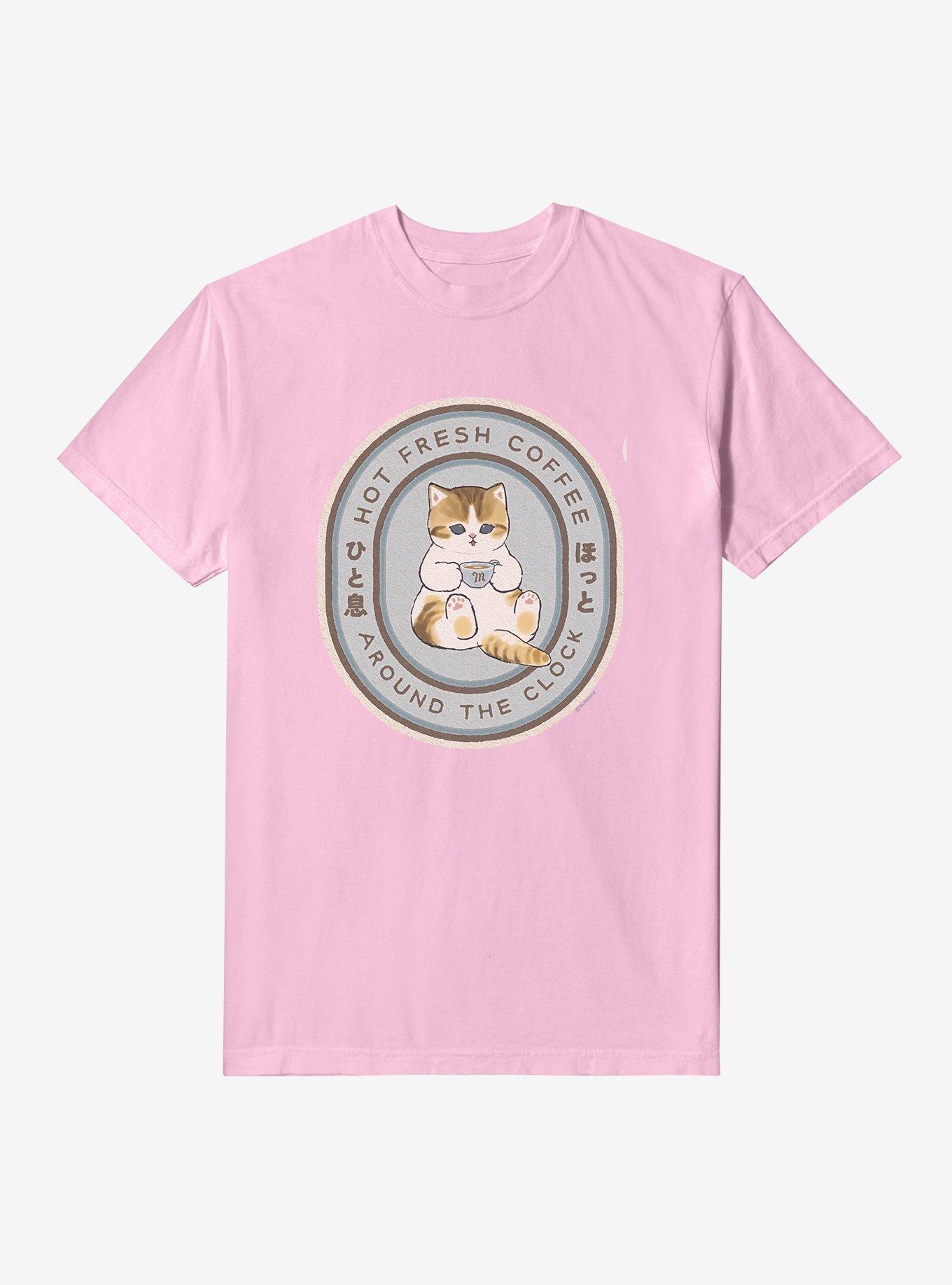 Mofusand Hot Fresh Coffee Around The Clock Garment-Dyed T-Shirt | Trending Graphic Tee For Fans