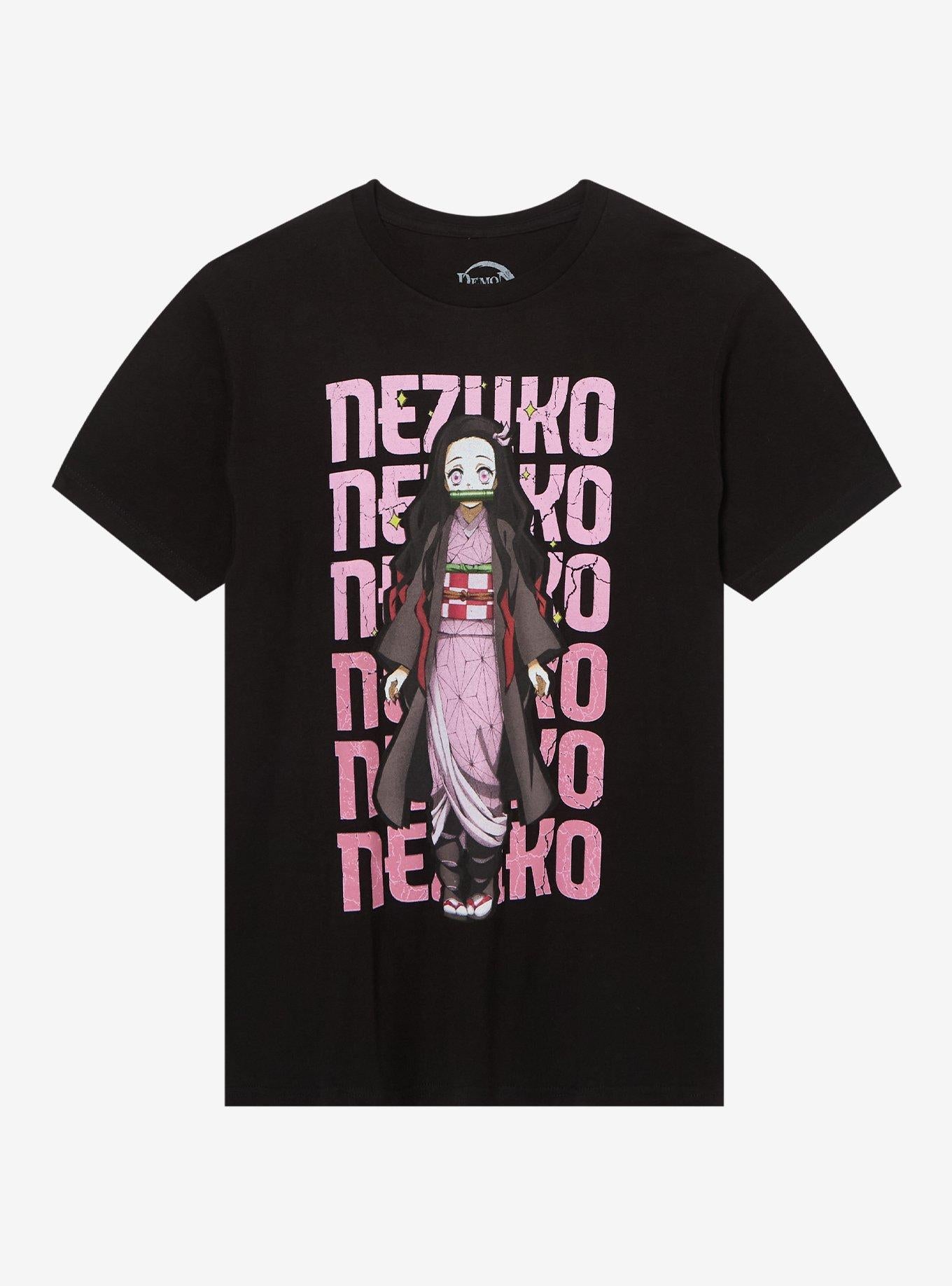 Demon Slayer Kimetsu No Yaiba Nezuko Name & Portrait T-Shirt | Trending Graphic Tee For Fans