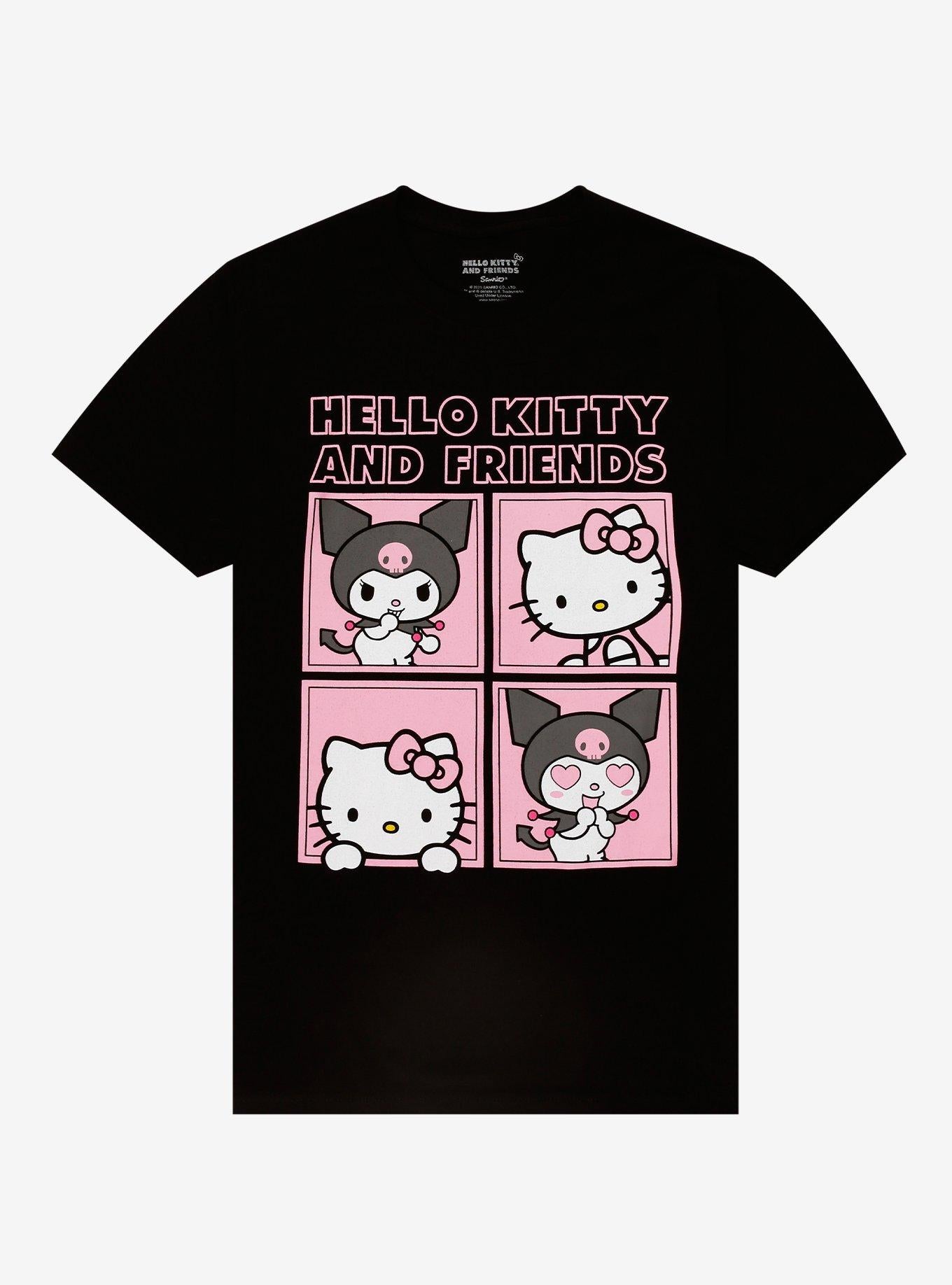 Hello Kitty & Kuromi Portrait Grid T-Shirt | Trending Graphic Tee For Fans