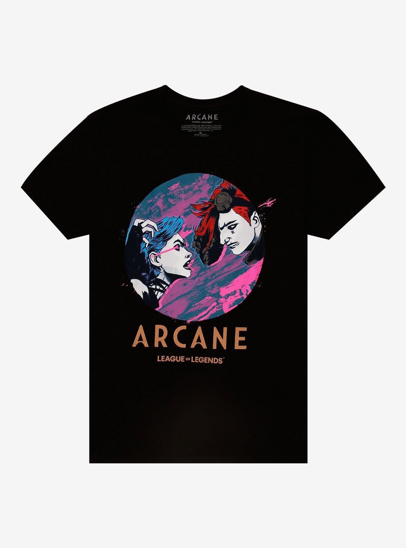 Arcane Jinx & Vi Circle Portrait T-Shirt | Trending Graphic Tee For Fans