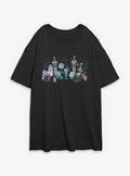 Disney The Haunted Mansion Characters Entrance Mansion Girls Oversized T-Shirt | Trending Graphic Tee For Fans