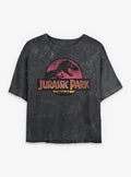 Jurassic Park Logo Girls Mineral Wash Crop T-Shirt | Trending Graphic Tee For Fans