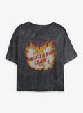 Wu-Tang Clan Fire Logo Girls Mineral Wash Crop T-Shirt | Trending Graphic Tee For Fans
