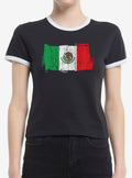 Mexico Flag Girls Ringer Crop T-Shirt | Trending Graphic Tee For Fans