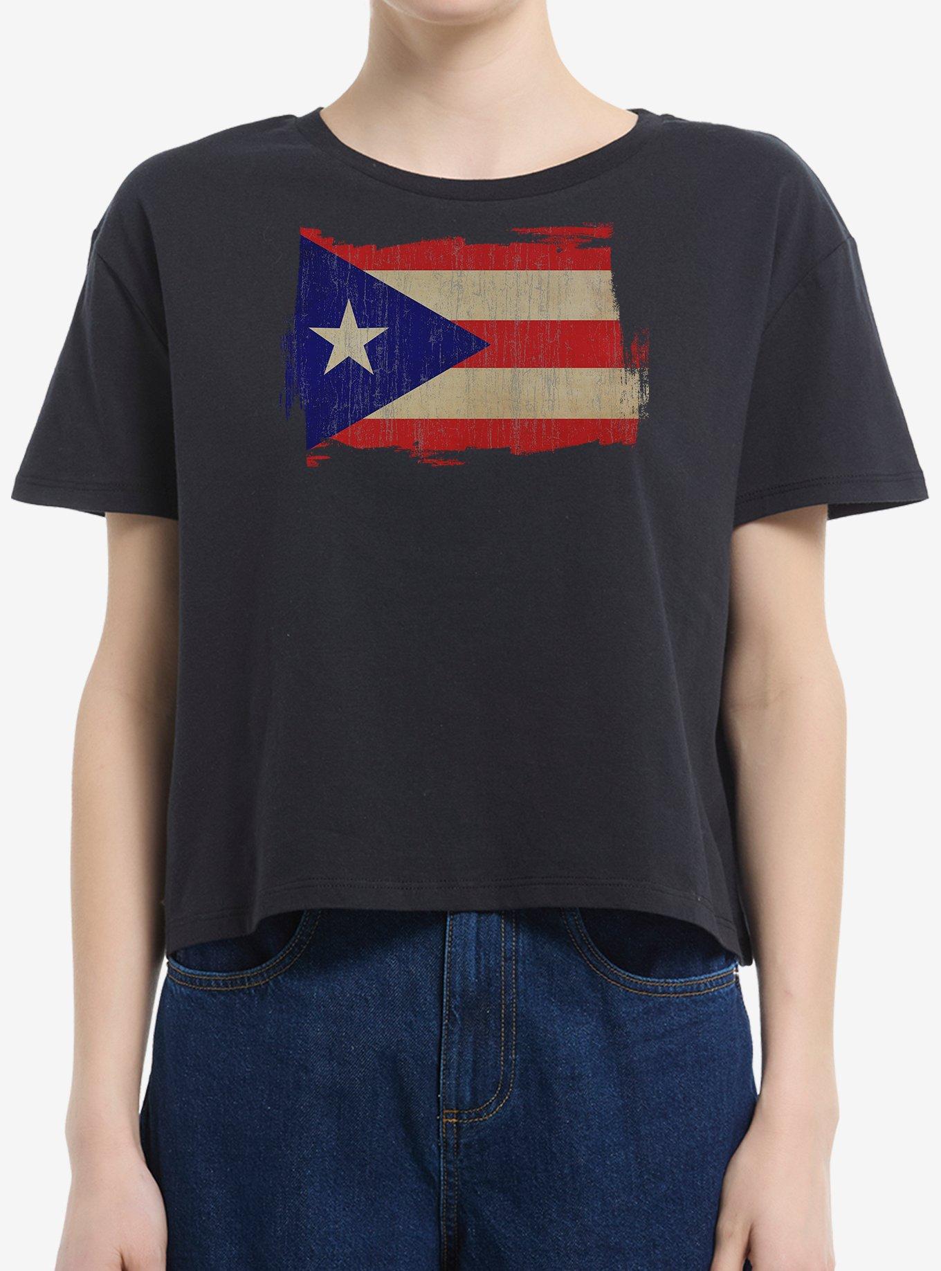 Puerto Rico Flag Girls Boxy Crop T-Shirt | Trending Graphic Tee For Fans