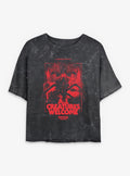 Stranger Things All Creatures Welcome Girls Mineral Wash Crop T-Shirt | Trending Graphic Tee For Fans