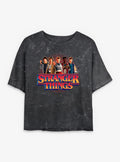 Stranger Things Crew Girls Mineral Wash Crop T-Shirt | Trending Graphic Tee For Fans