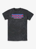 Stranger Things Blue Glow Logo Mineral Wash T-Shirt | Trending Graphic Tee For Fans