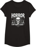 Horror is My Happy Place Skull Spooky Gothic Fan Gift Apparel | Trending 2025 | Daily Wear Essential