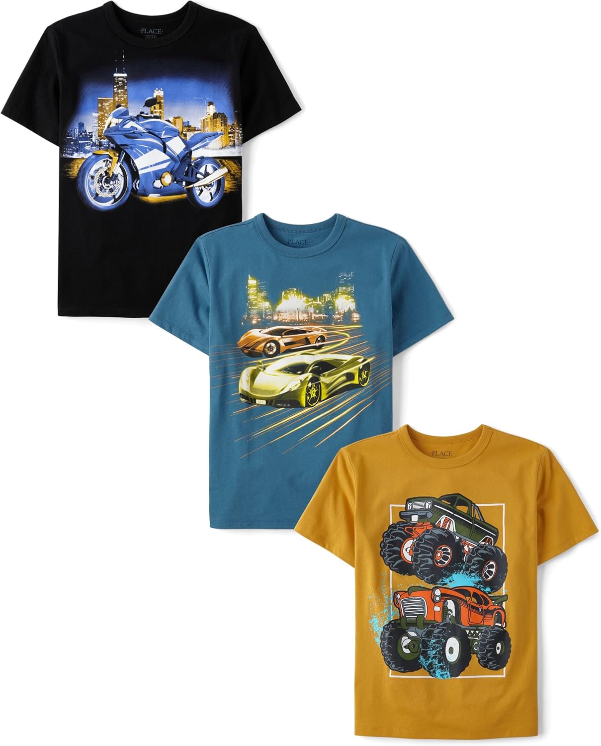 The Children's Place Boys' Vehicle Short Sleeve Graphic T-Shirts,multipacks T-Shirt | Top Conversion Title | Customer Favorite