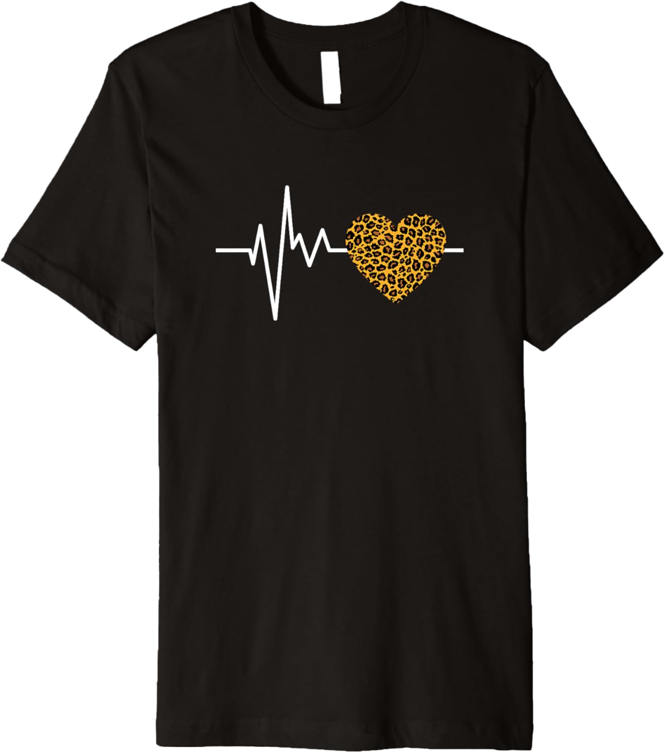 Women s Leopard Heart With Heartbeat Premium Apparel Streetwear Style US Top Pick