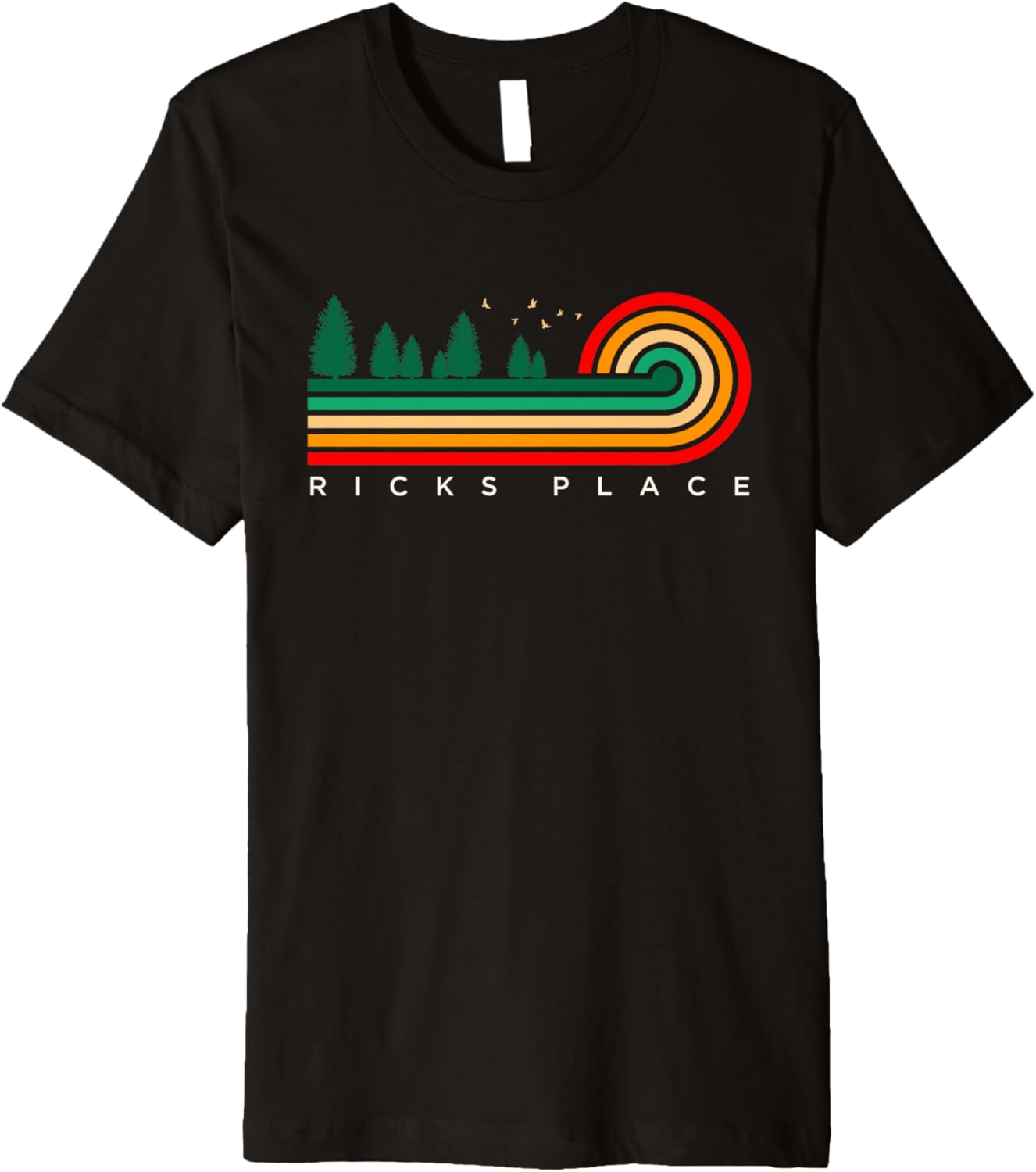 Evergreen Vintage Stripes Ricks Place, Georgia Premium Apparel | US Viral Pick | Perfect Gift Choice