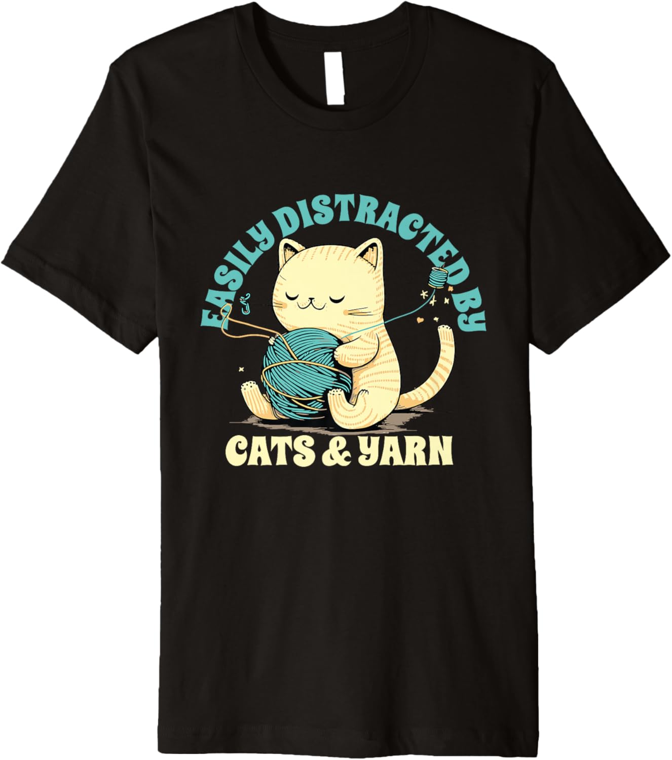Easily Distracted By Cats And Yarn Crocheting Knitting Premium Yarn Supply | Trending 2025 | High CTR Title