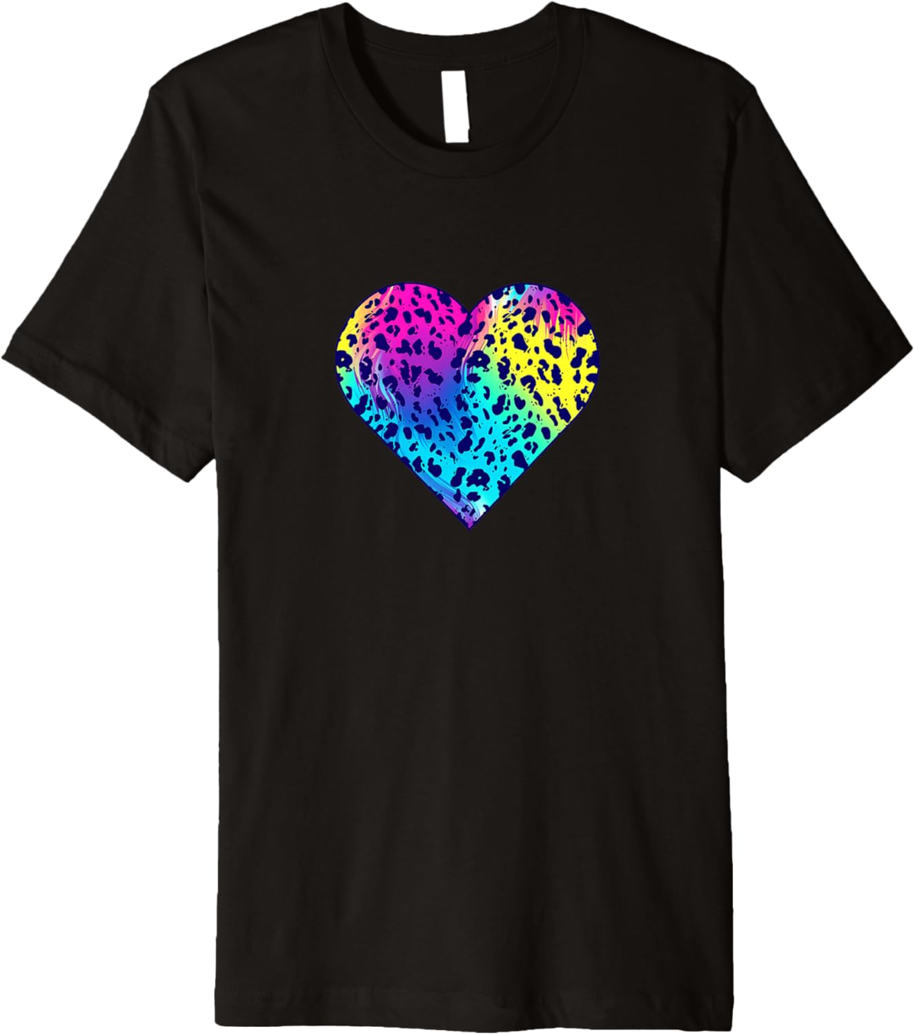 Heart Rainbow Cheetah Leopard Print Nature Lover Graphic Premium Apparel Premium Print Everyday Wear