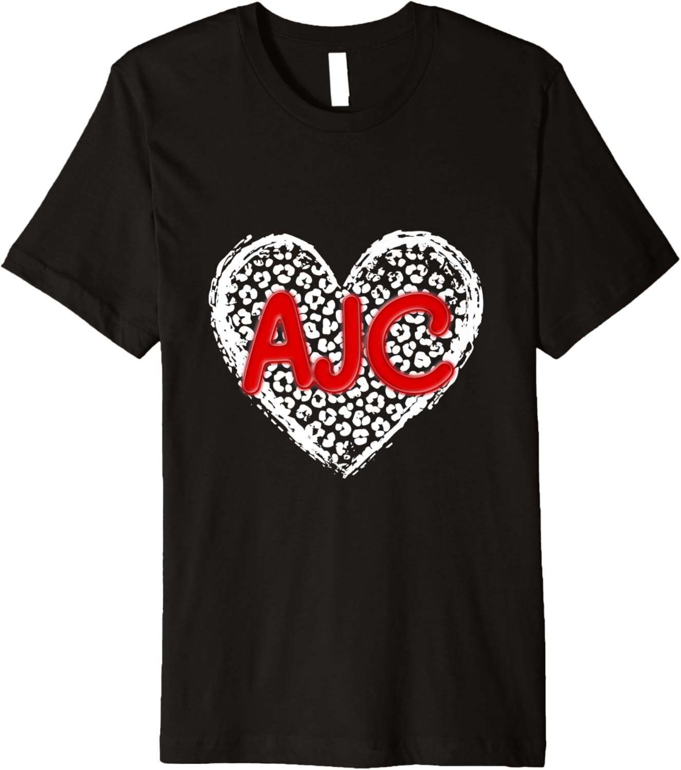 AJC Red Initials Leopard Cheetah Heart Trendy Premium Apparel Premium Print Best Seller Look