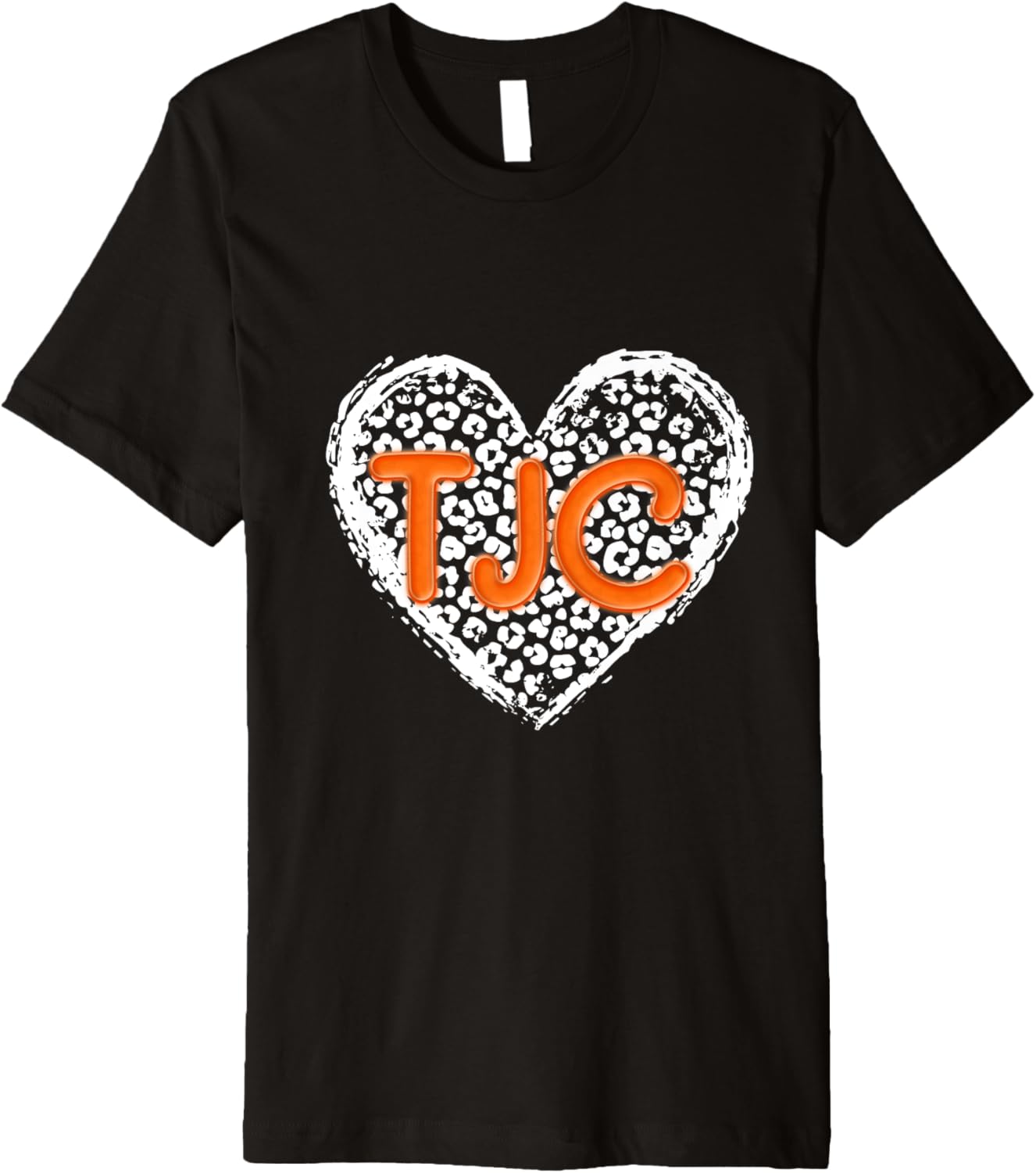 TJC Orange Initials Leopard Cheetah Heart Trendy Womens Premium Apparel Trending US Best Seller Look