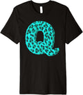 Letter Q Cheetah Leopard Print Blue Initial Zebra Matching Premium Apparel Trending US Fan Favorite