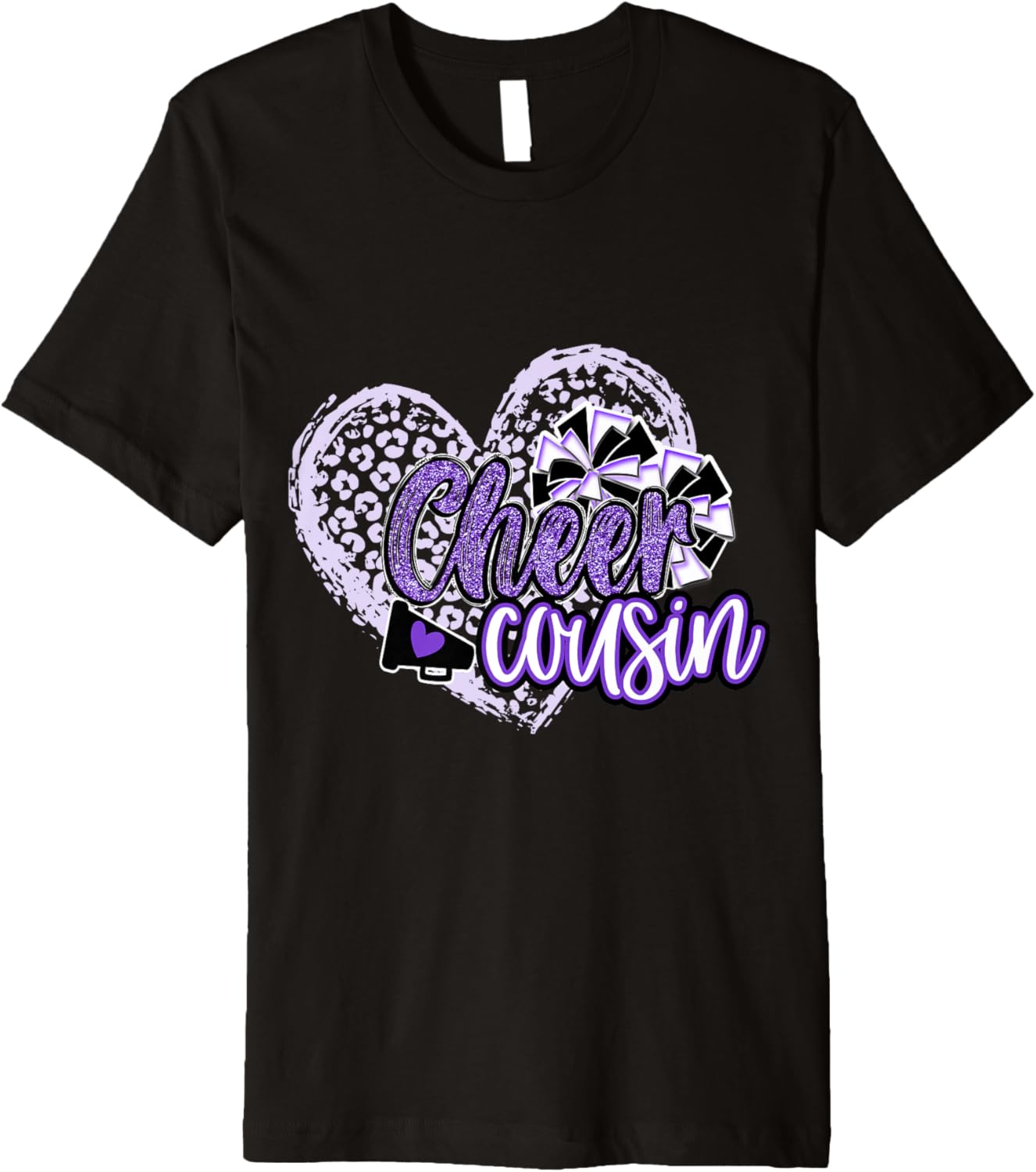 Cheer Cousin Shirt Megaphone Purple Leopard Cheetah Print Premium T Shirt Streetwear Style Fan Favorite