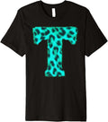Letter T Cheetah Leopard Print Blue Initial Zebra Matching Premium Apparel Comfort Fit Best Seller Look