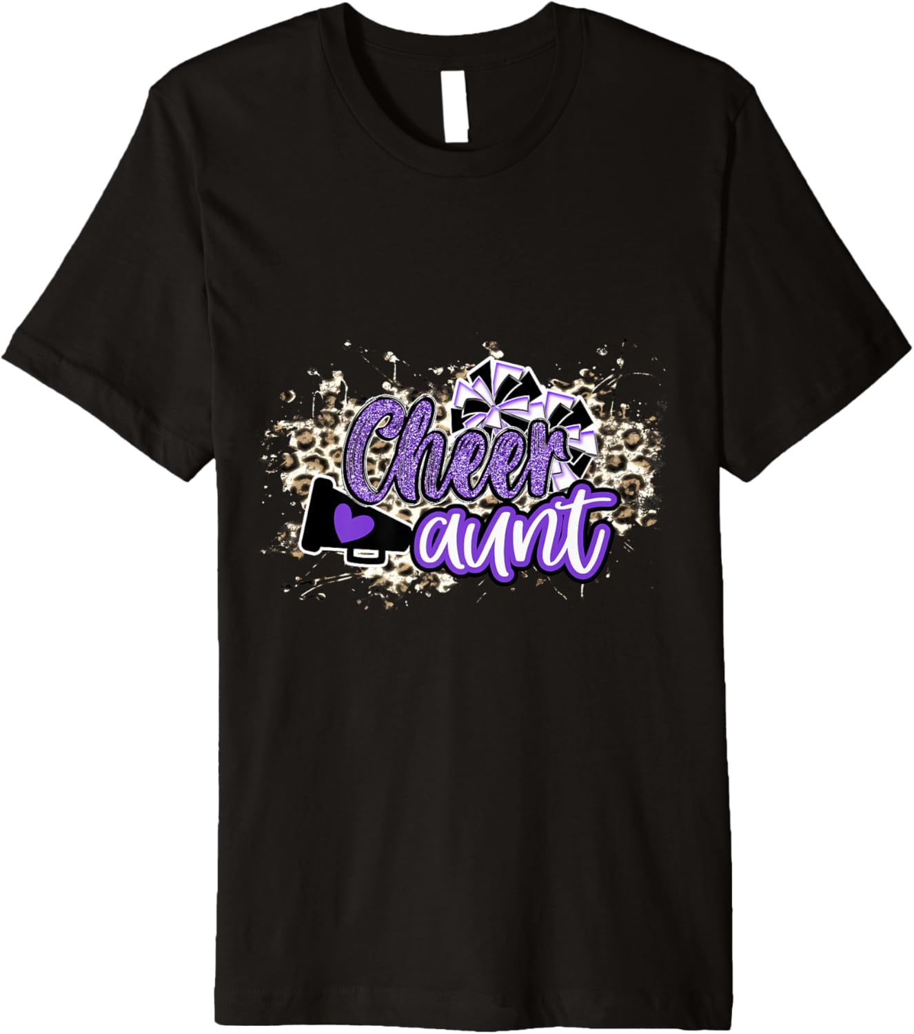 Cheer Aunt Shirt Megaphone Purple Leopard Cheetah Print Premium T Shirt Streetwear Style Fan Favorite