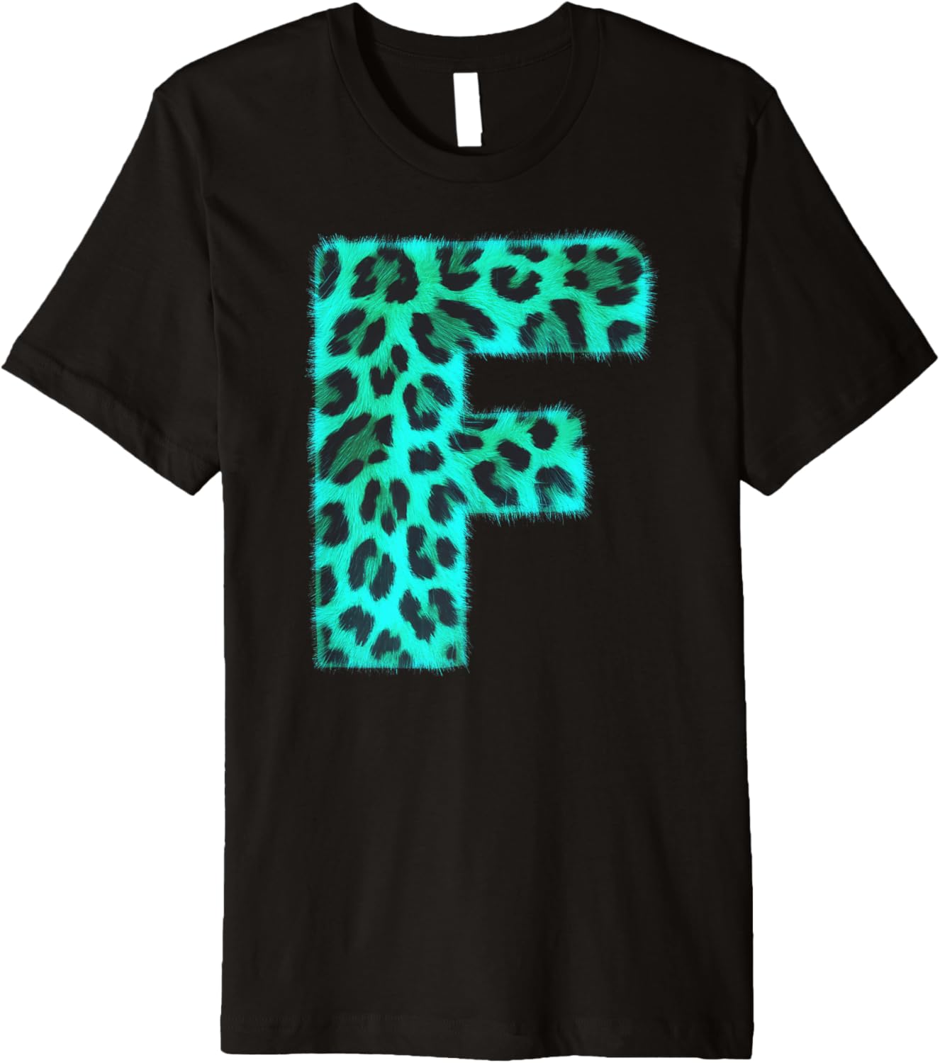 Letter F Cheetah Leopard Print Blue Initial Zebra Matching Premium Apparel Trending US Best Seller Look