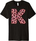 Letter K Cheetah Leopard Print Pink Initial Zebra Matching Premium Apparel Comfort Fit US Top Pick
