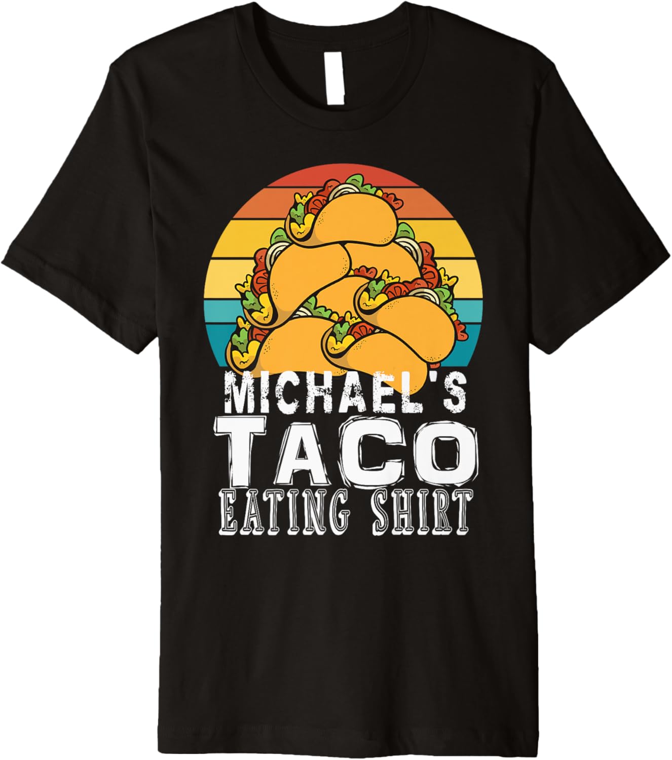 Michael Taco Eating Shirt Retro Taco Design Funny Quirky Premium T-Shirt | Perfect Gift Idea