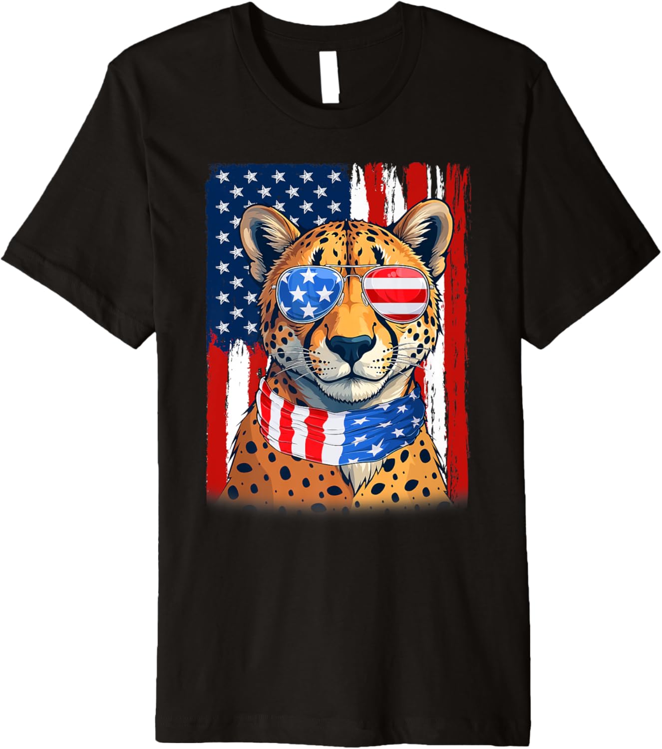 Cheetah US America Flag Men Women 4th of July Patriotic Premium Apparel Premium Print Gift Ready