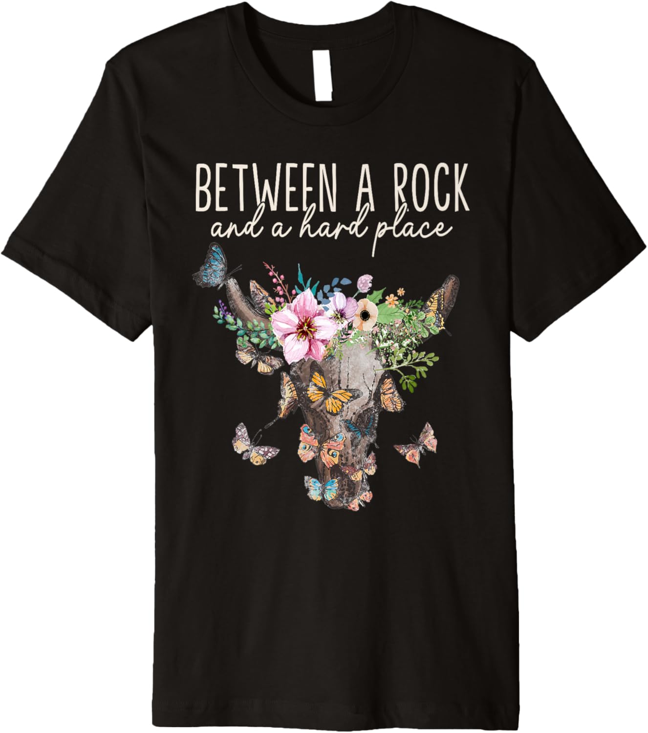 Vintage Bull-Skull Leopard - Between A Rock And A Hard Place Premium Apparel | Trending 2025 | Perfect Gift Choice