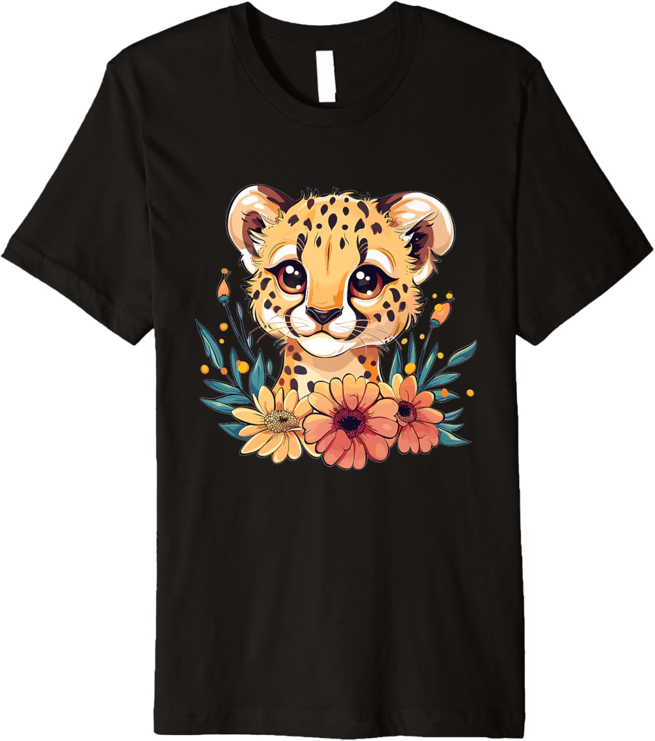 Cute Cheetah With Flowers I Cheetah Premium Apparel Trending US Fan Favorite