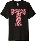 Letter T Cheetah Leopard Print Pink Initial Zebra Matching Premium Apparel Trending US Fan Favorite