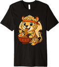 Kawaii Cheetah Eating Ramen Graphic Japanese Cheetah Graphic Premium Apparel Trending US Best Seller Look