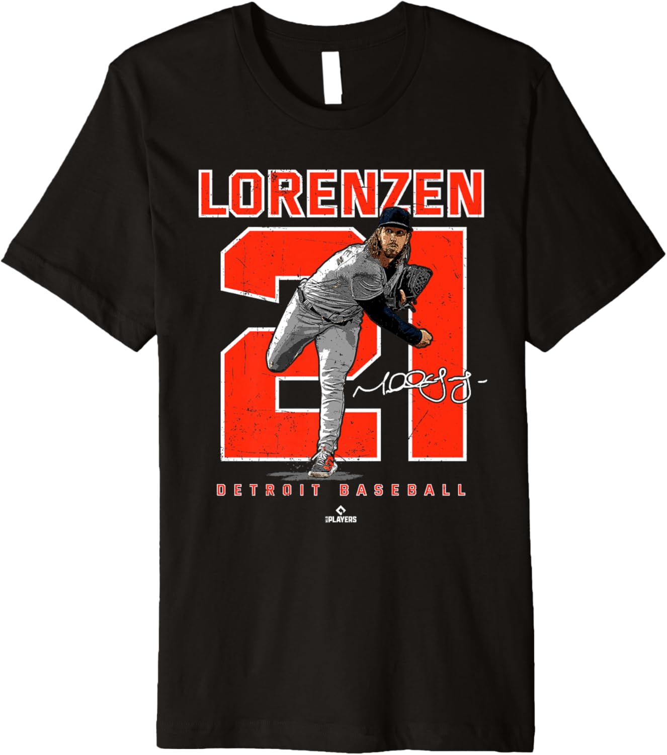 Number and Portrait Michael Lorenzen Detroit MLBPA Premium Apparel | Everyday Casual Wear