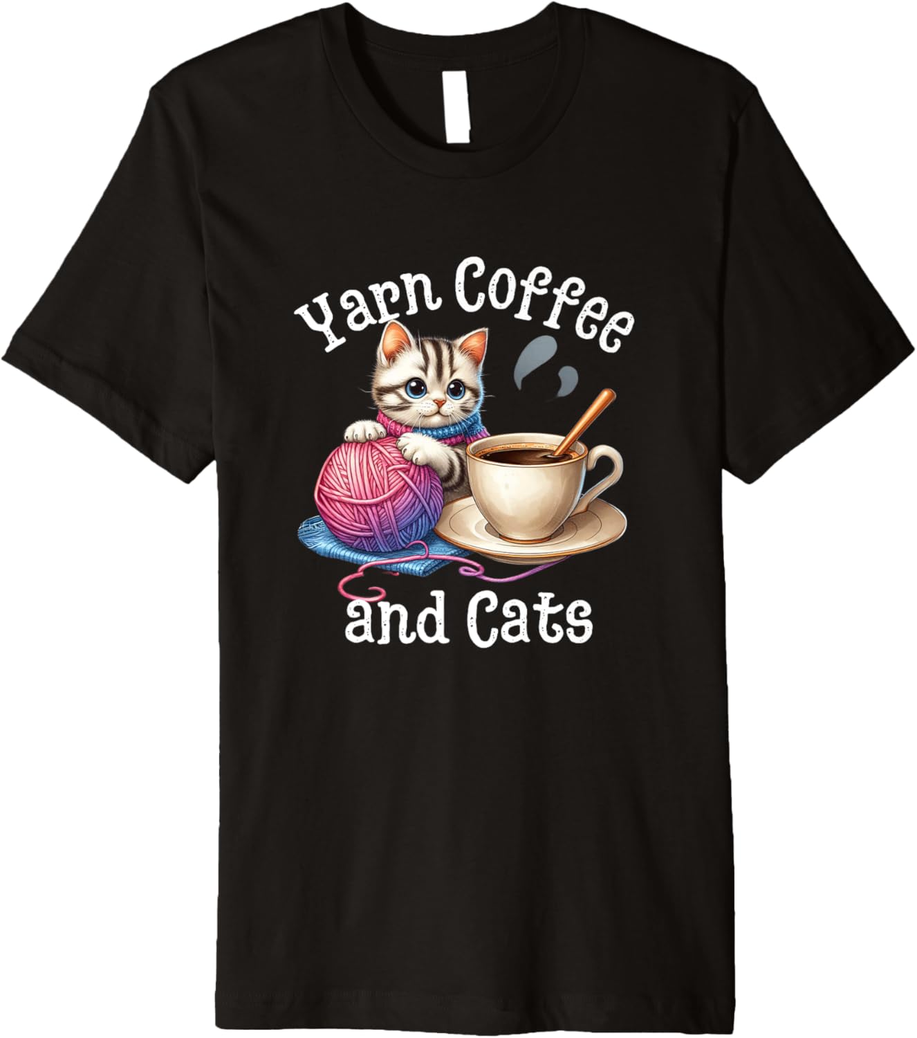 Yarn Coffee and Cats Funny Cat And Yarn Knitting Crocheting Premium Yarn Supply | Top Rated | Customer Favorite