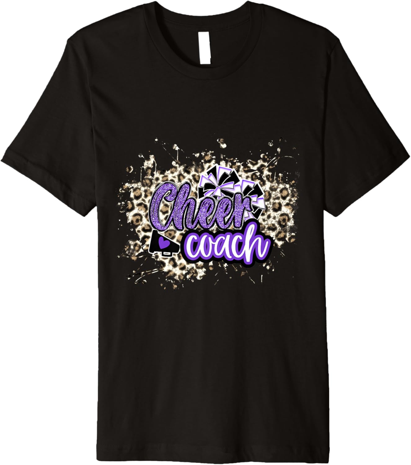 Cheer Coach Shirt Megaphone Purple Leopard Cheetah Print Premium T Shirt Premium Print Gift Ready