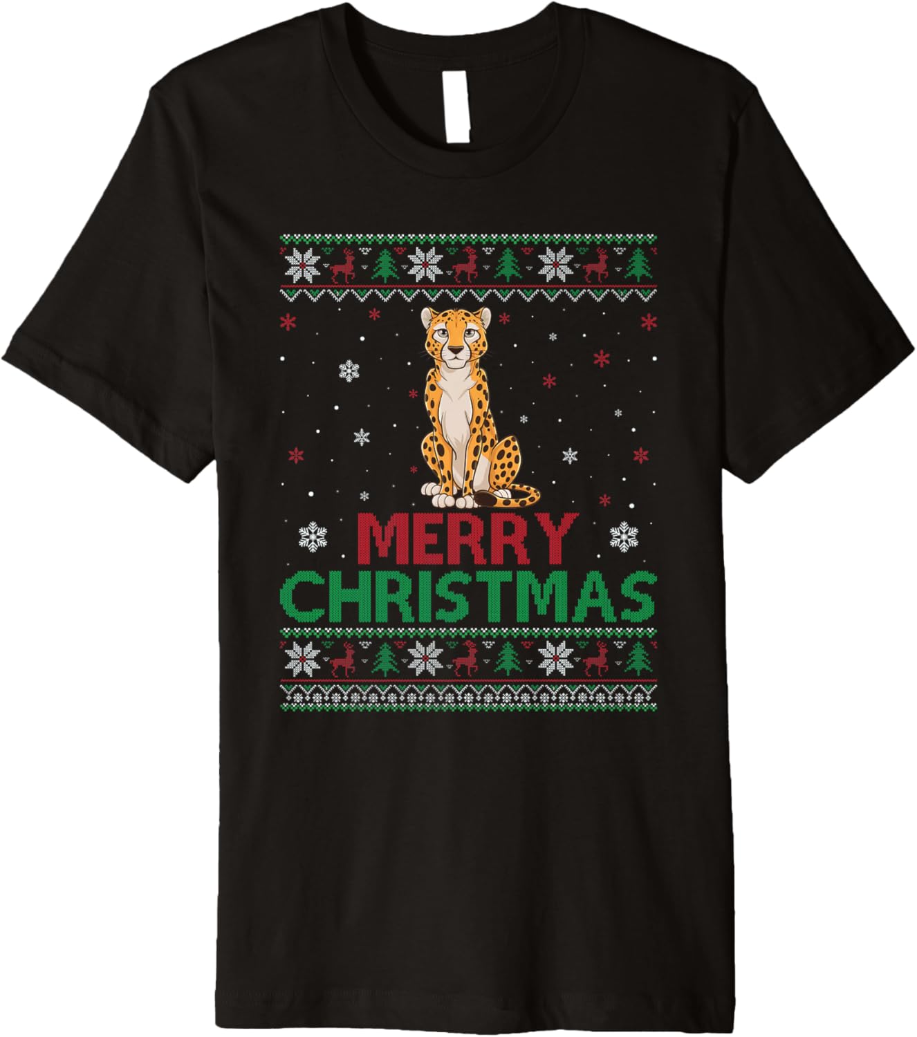 Ugly Xmas Sweater Men Women Funny Cheetah Christmas Premium Sweater High Search Demand US Top Pick