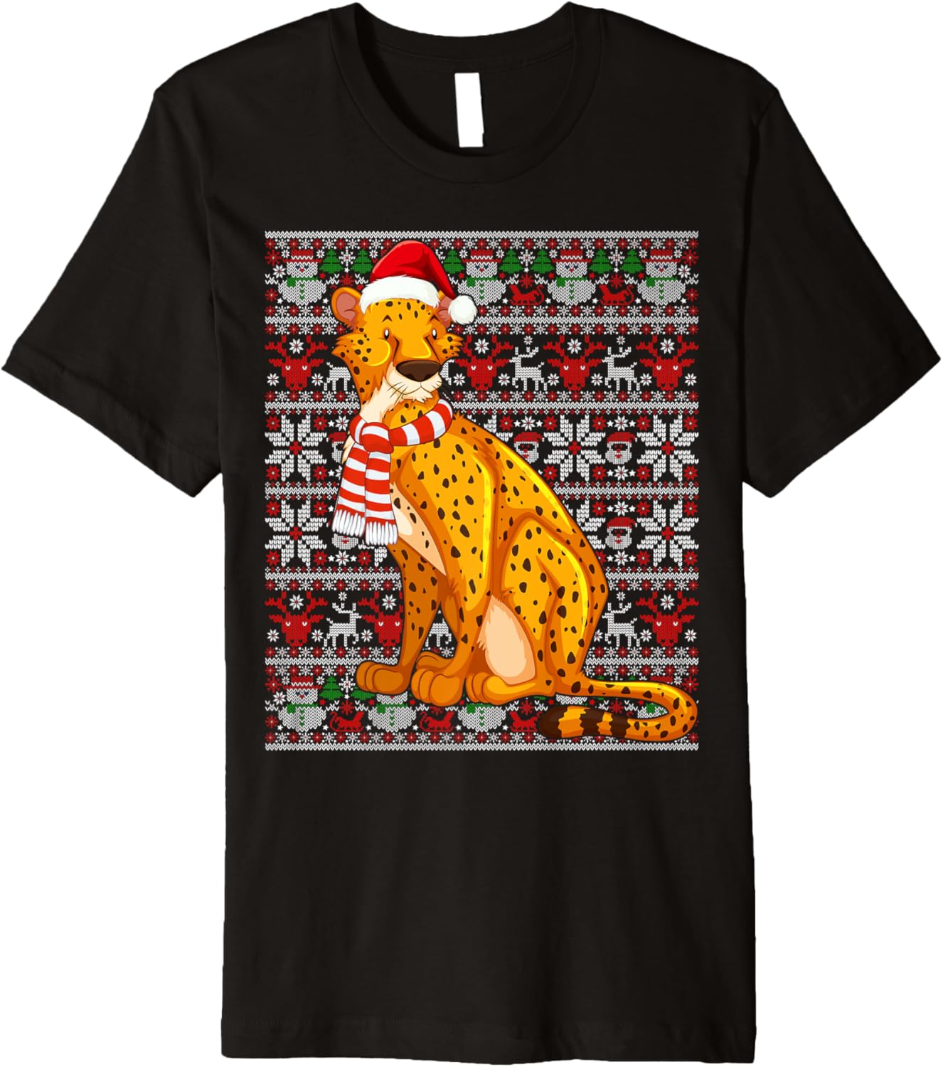 Santa Hat Ugly Sweater Men Women Kids Christmas Cheetah Premium Sweater High Search Demand Fan Favorite