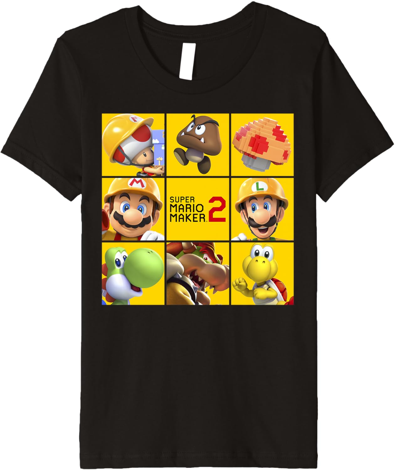Super Mario Maker 2 Character Logo Box Grid Panel Premium Apparel | Trending 2025 | Must-Have Style