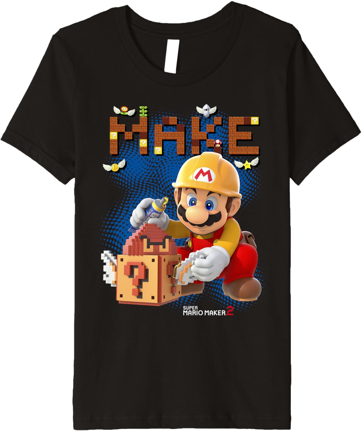 Super Mario Maker 2 Mario Block Building Make Portrait Premium Apparel | Best Seller Pick | Aesthetic Fit