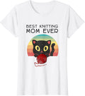 Womens Best Knitting Mom Ever Vintage Cat Retro Sunset Yarn Yarn Supply | Trending 2025 | Customer Favorite