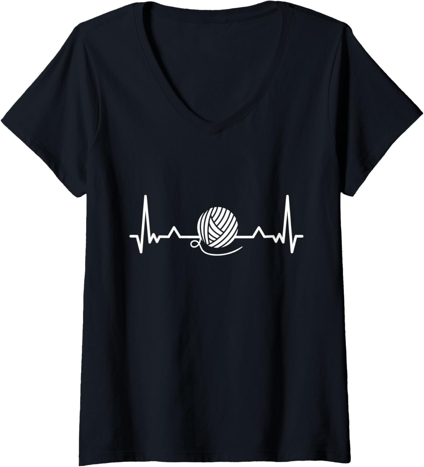 Womens Knitting Heartbeat Wool Yarn Crocheting Gift V-Neck Yarn Supply | Trending 2025 | Perfect for Crafters