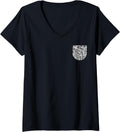 Womens White Tiger Print Pocket Design A Cool Wild Cat Fan V Neck Apparel Premium Print US Top Pick