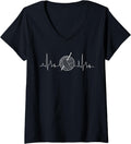 Womens Heartbeat Crochet Knitting Tee Funny Yarn Crocheting V-Neck T-Shirt | Top Rated | Best Seller Choice