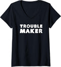 Womens Trouble-Maker V-Neck Apparel | High Search Volume | Comfort Daily Wear