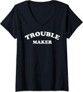 Womens Trendy Trouble Maker V-Neck Apparel | Best Seller Pick | Aesthetic Fit