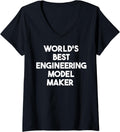 Womens World's Best Engineering Model Maker V-Neck Apparel | High Search Volume | Aesthetic Fit