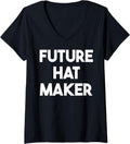 Womens Future Hat Maker V-Neck Apparel | Trending 2025 | Perfect Gift Idea