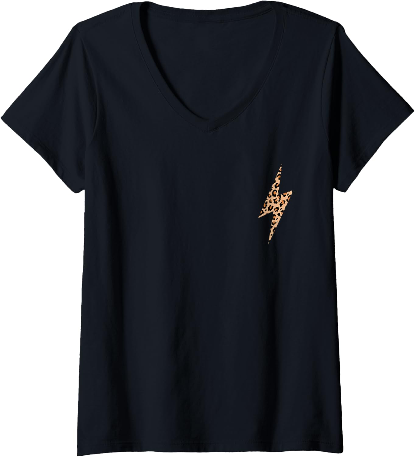 Womens Leopard Print Lightning Bolt Cheetah Print Pocket Design V Neck Apparel Viral TikTok Find US Top Pick